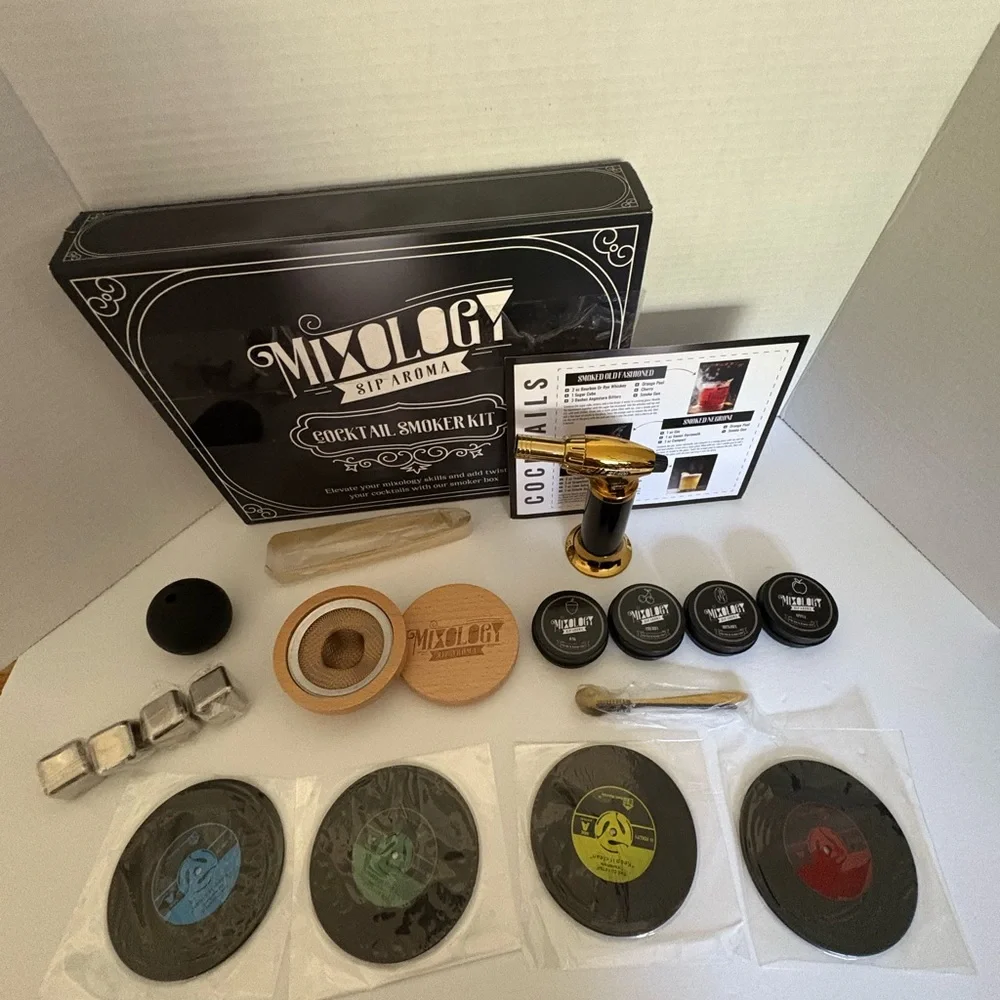 Mixology Sip Aroma Cocktail Smoker Kit New Vintage Signature Drink Black Gold OS